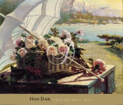 A Basket of Roses Beneath a Parasol