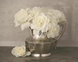 White Roses In Pewter Bowls I